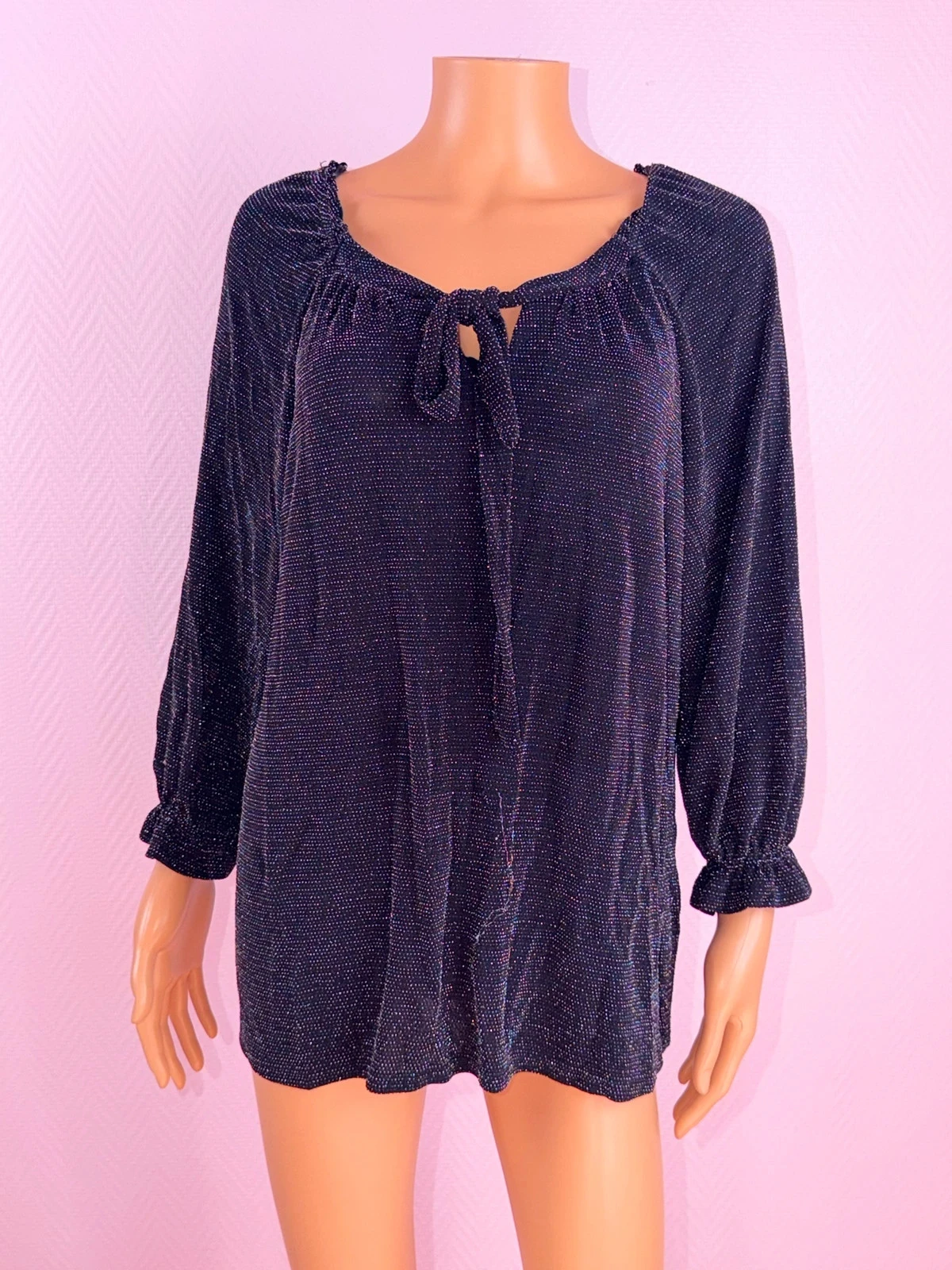 Top feminino preto brilhante cor nunca usado – photo 2